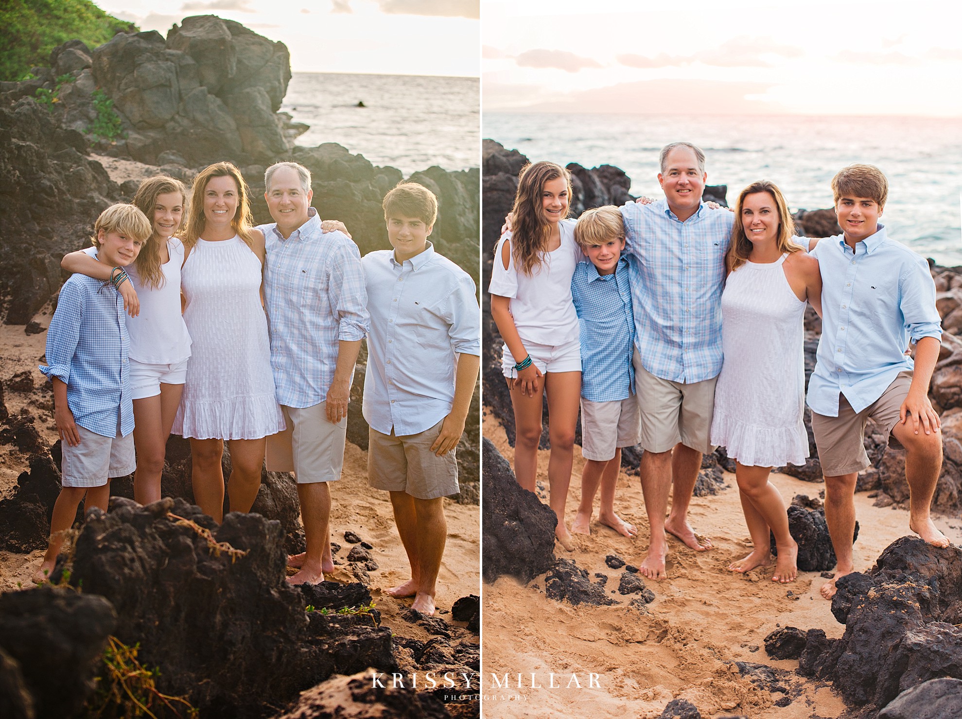 grand wailea beach maui family portrait sunset