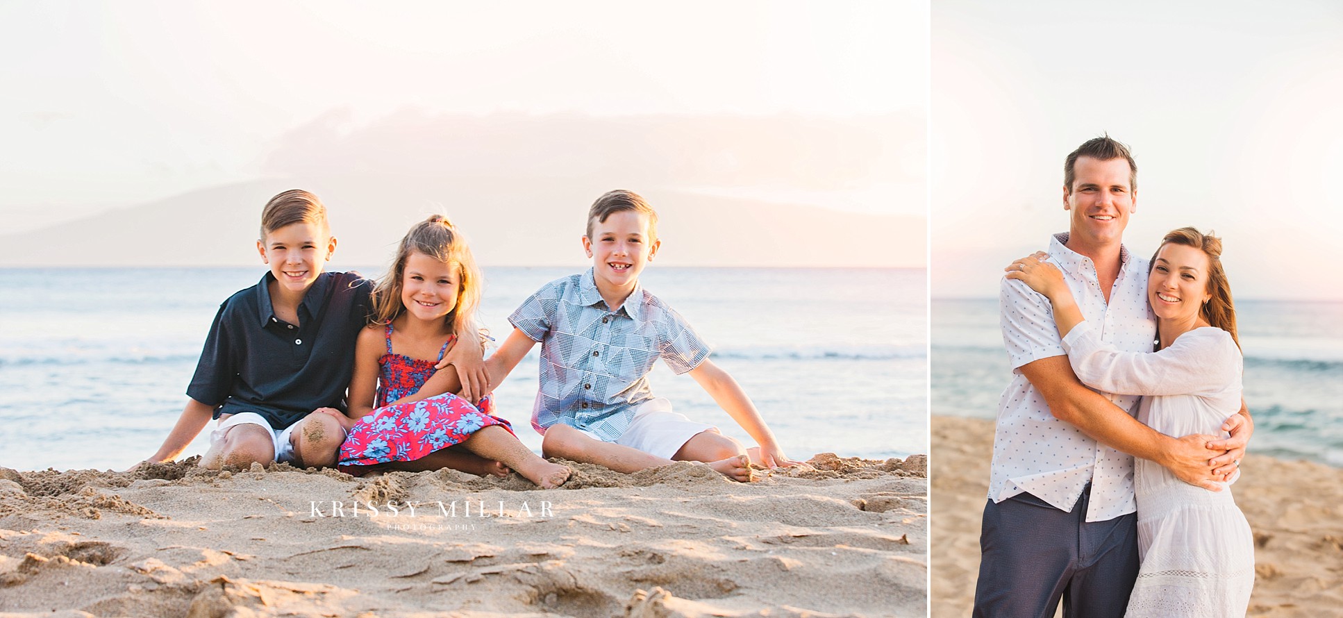 families at sunset on beach west maui