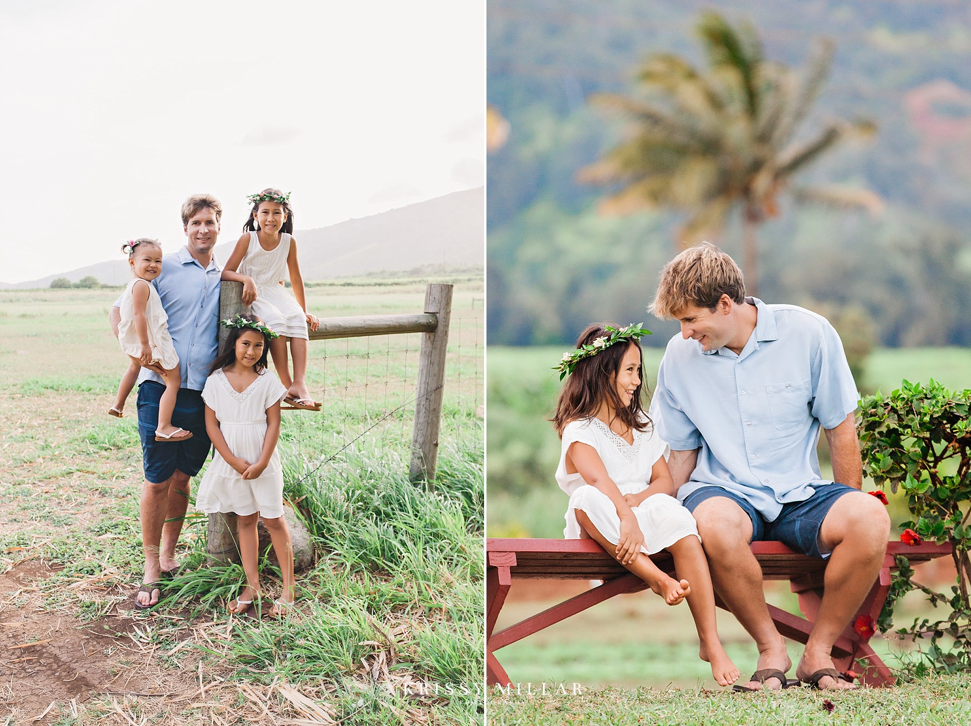 a dad and his girls, Wailuku Maui