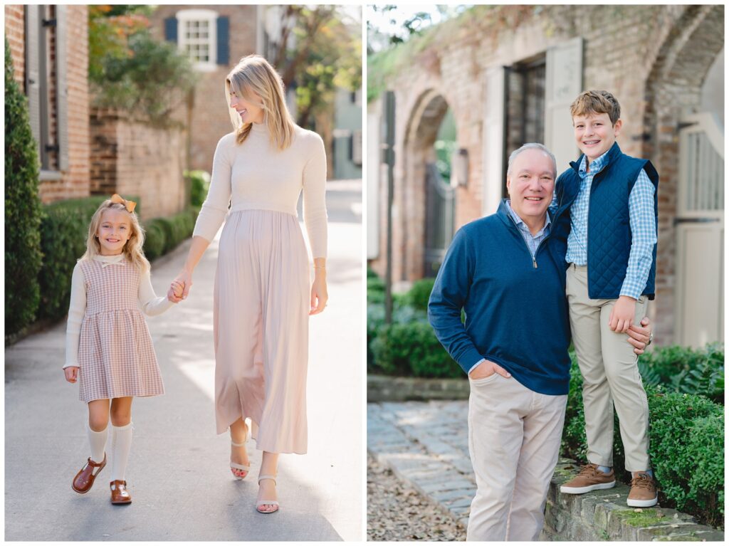 Charleston family photographer capturing natural family moments in downtown Charleston