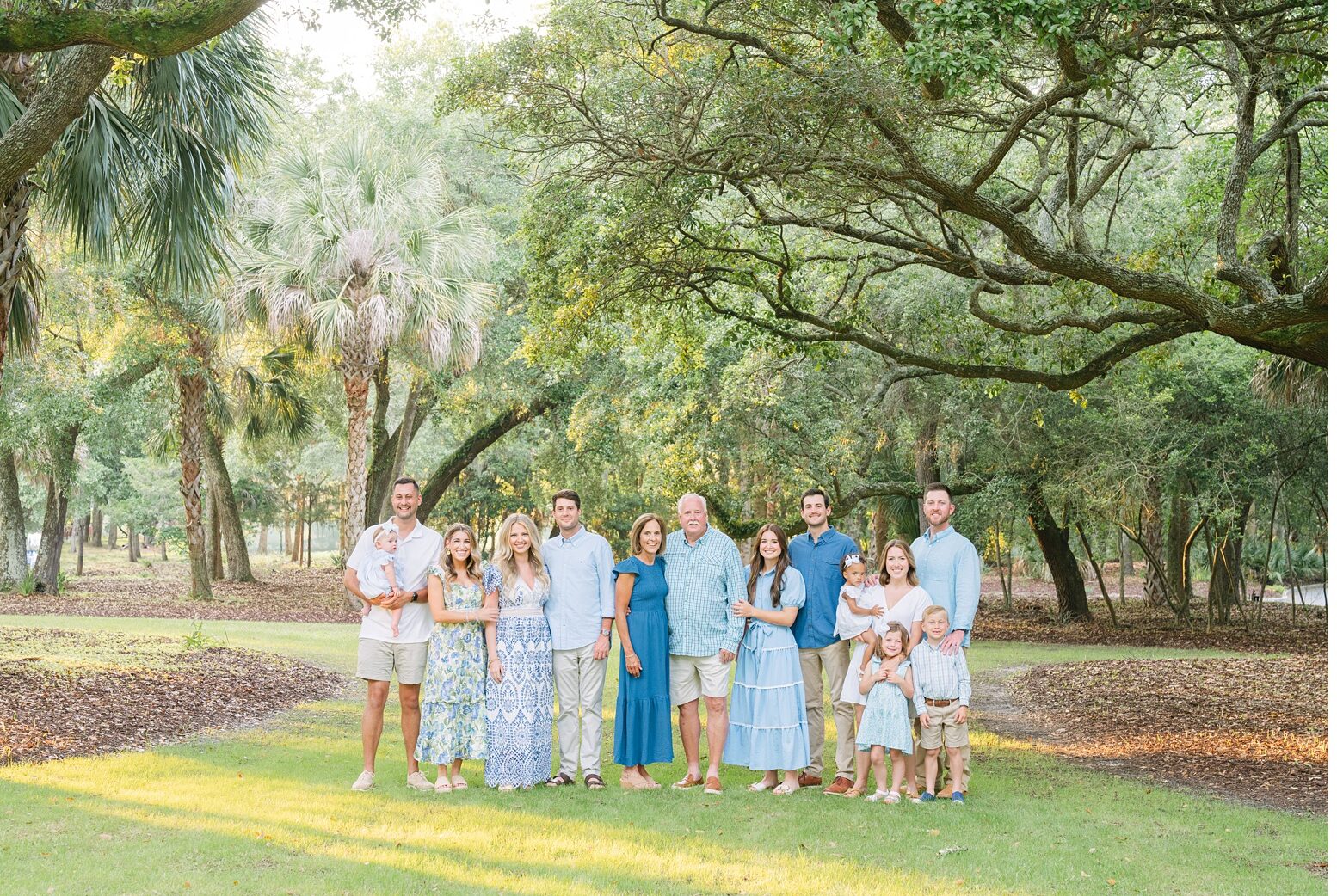Kiawah Island Sanctuary Photographer with extended family session in blues and whites